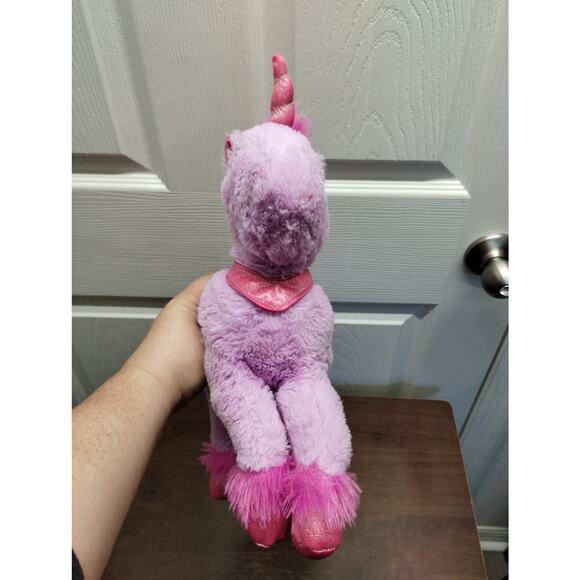 Hug Fun Unicorn Purple Pink Fuzzy Mane Tail Glitter Horn Hooves Plush Stuffed - Picture 4 of 9